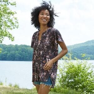 Knox Rose Floral Short Sleeve Hi-Lo Blouse Size XS